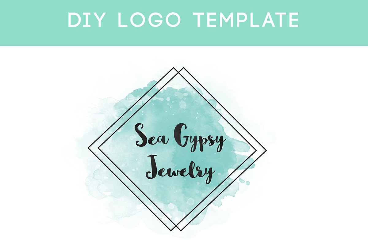 Mint Watercolor DIY Logo Template, a Branding & Logo Template by Minty Fox Designs 