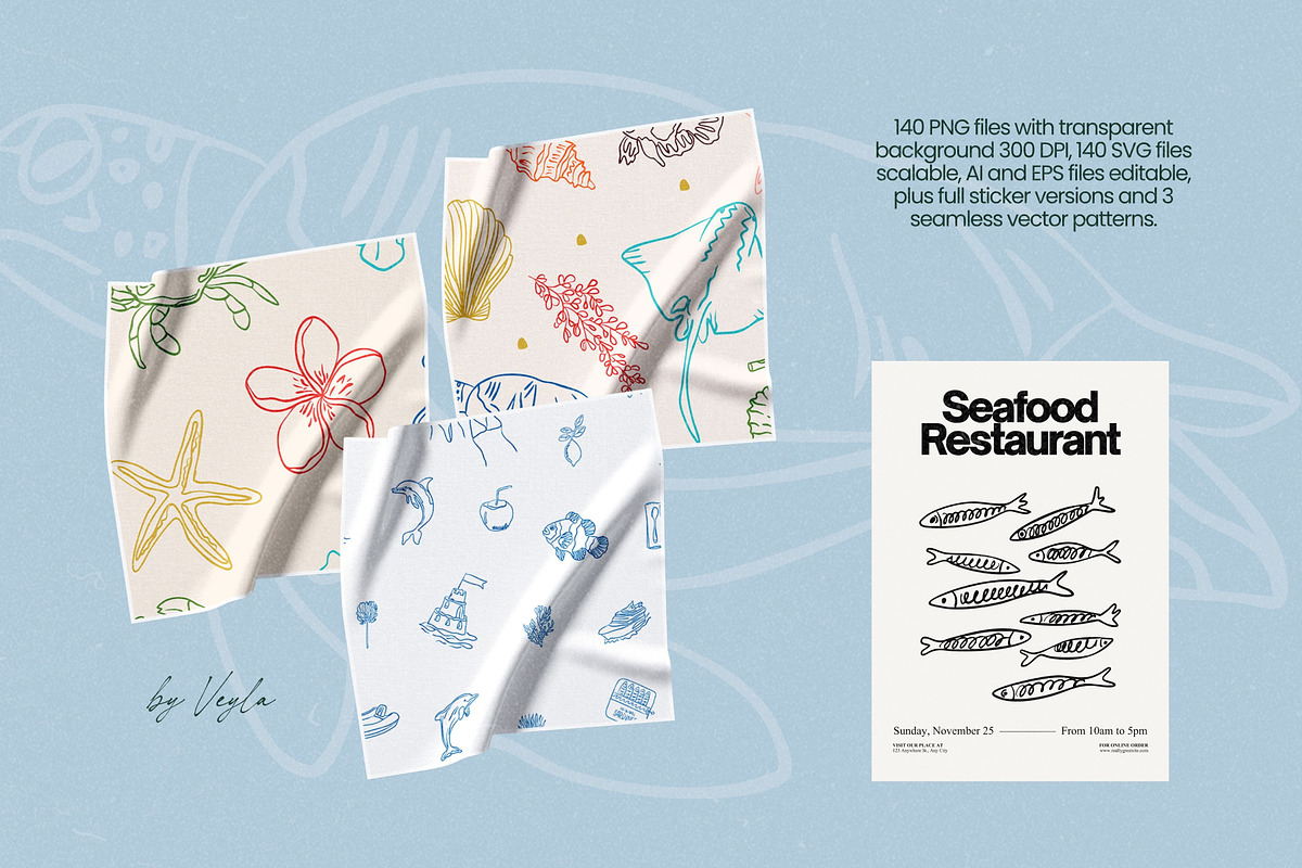 140 + Hand-Drawn Summer Set, an Object Illustration by Veyla (Photo 11 of 16)