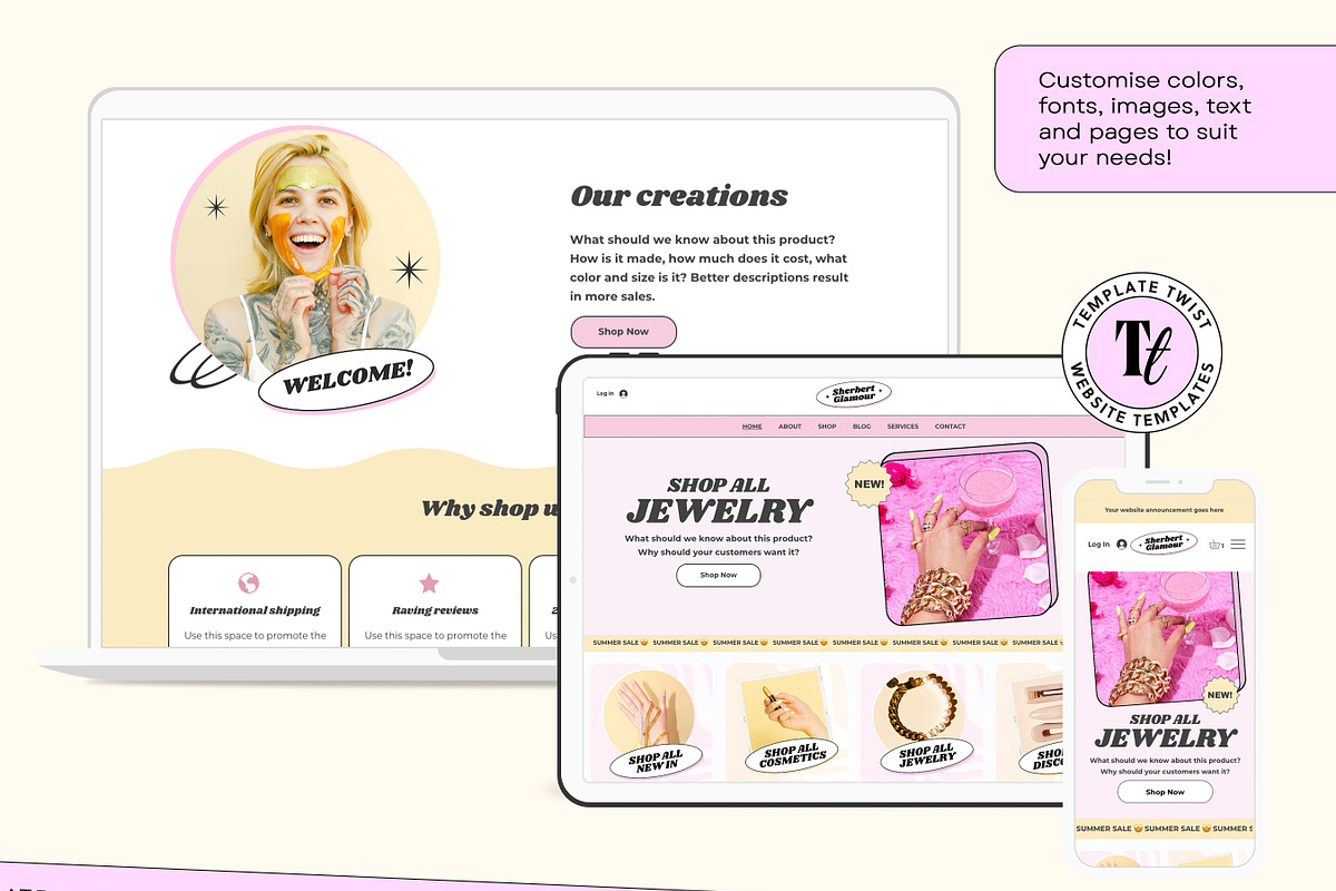 Pink Wix Shop Website Template, a Wix Template by Template Twist Shop (Photo 7 of 10)