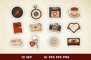 Vintage Sticker Set, an Object Illustration by Creathub Studio (Thumbnail 2 of 4)