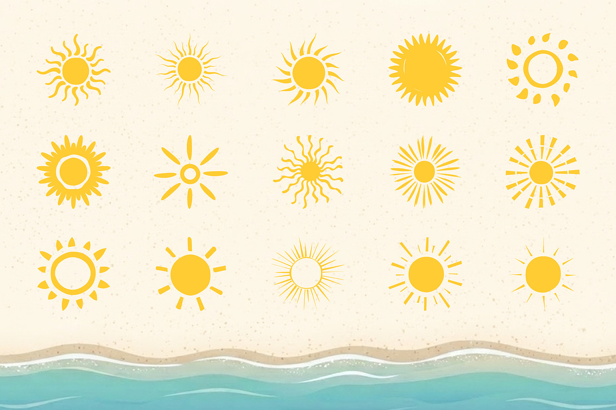 60 Hand Drawn Sun Illustrations, a Seasonal Illustration by PixMarket (Photo 6 of 10)
