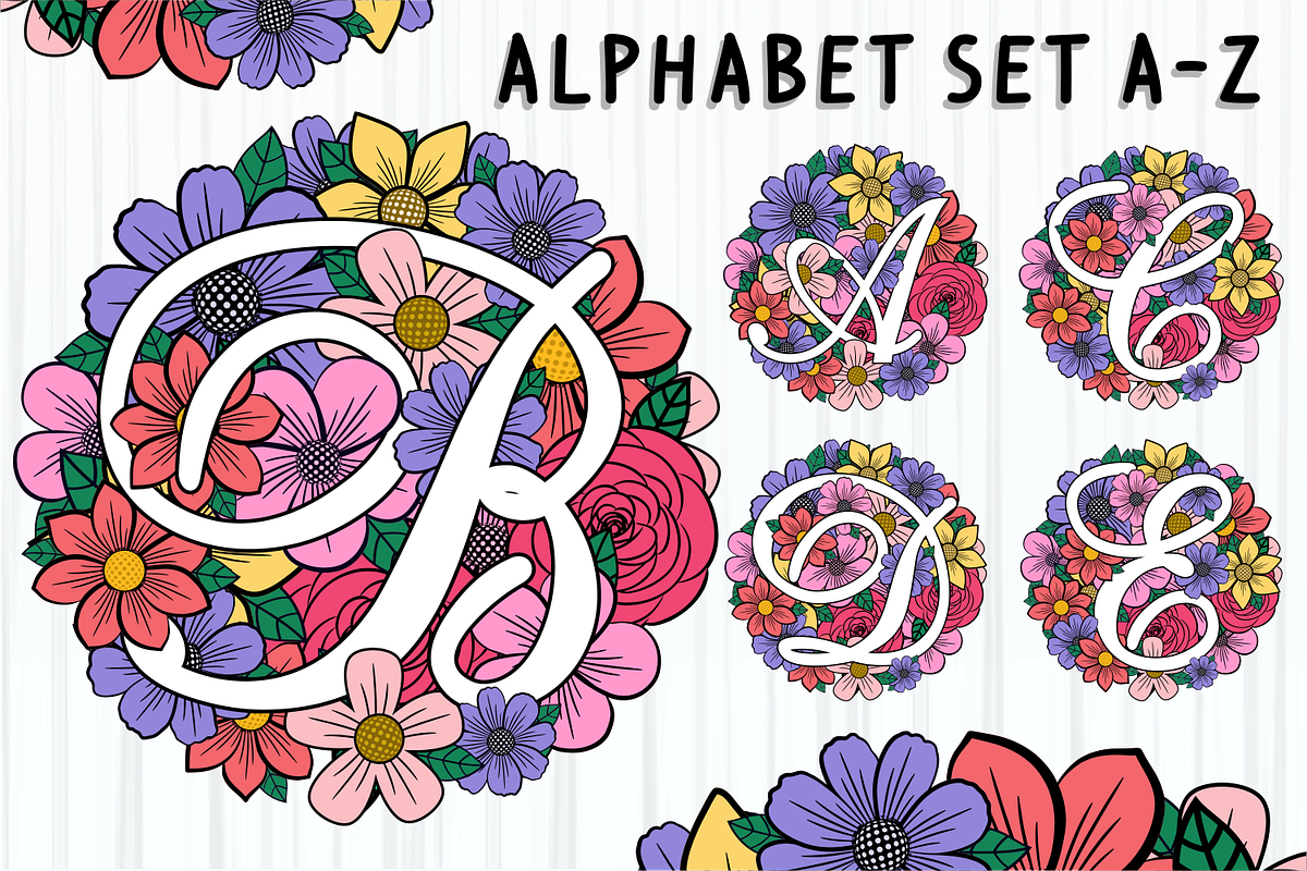 Floral Alphabet, Floral Font SVG, an Object Graphic by D2PUTRI (Photo 26 of 31)