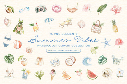 Summer Vibes – Watercolor Clipart