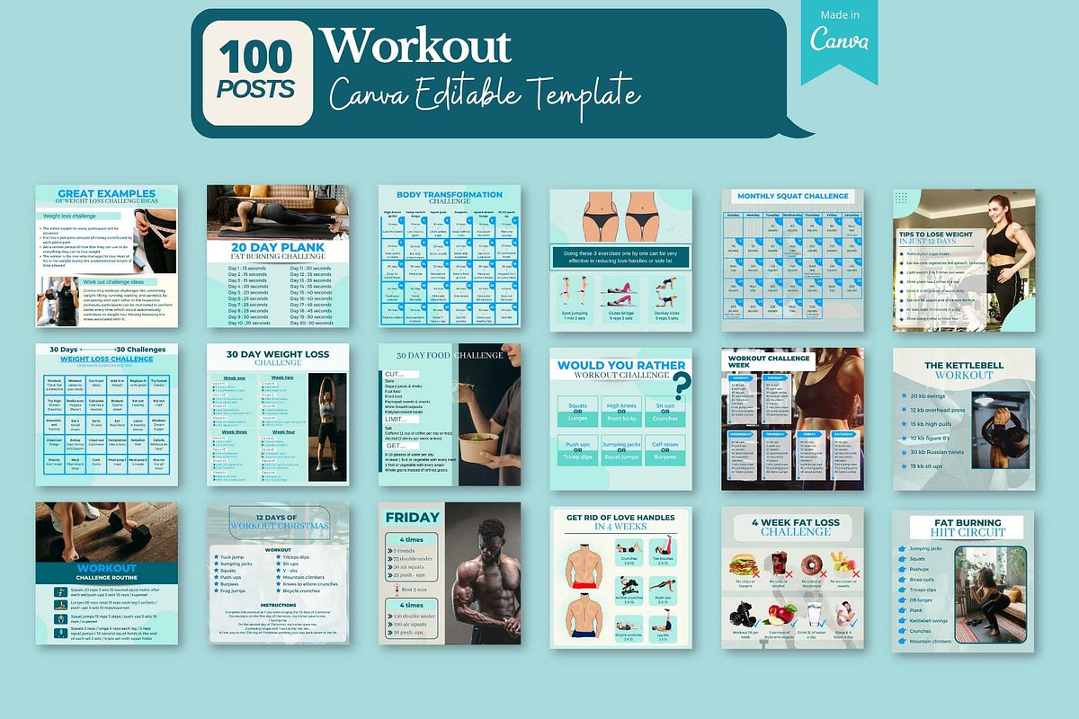 Health & Fitness Bundle -Canva Posts, a Social Media Template by Viral Content Design (Photo 4 of 19)