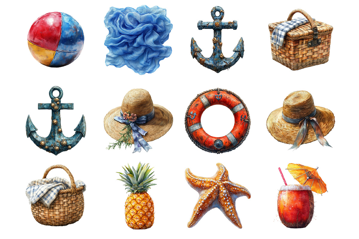 Coastal Summer Sublimation Clipart, an Illustration by SinaCreation (Photo 2 of 5)