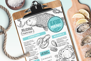 FREE! Trifold Seafood Menu