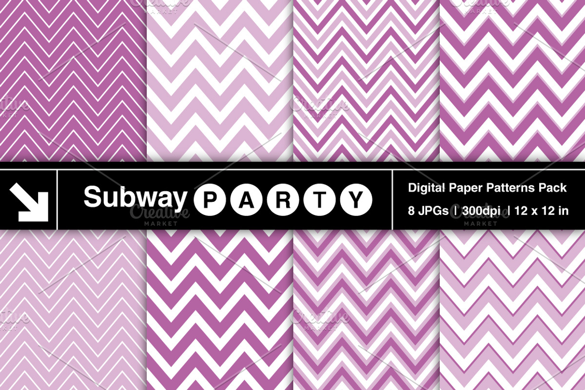 Purple Orchid Chevron Digital Papers, a Pattern Graphic by SubwayParty