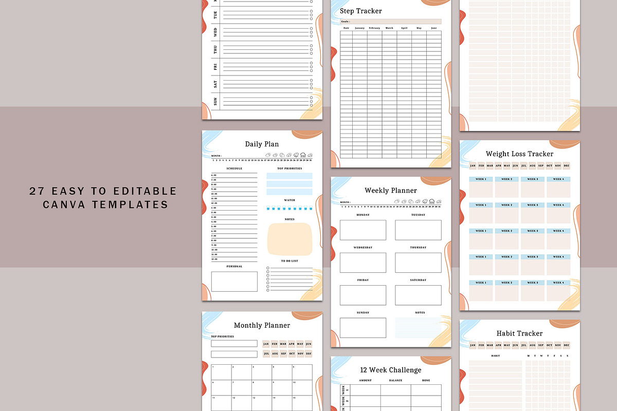 Canva Fitness Planner Bundle Vol.33, a Stationery Template by Design Zone