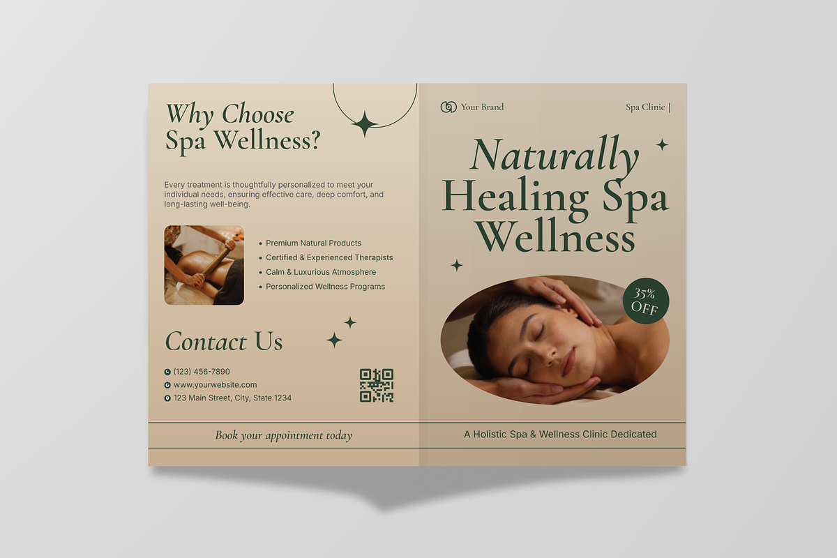 Spa Wellness Clinic Bifold Brochure, a Brochure Template by Annora Studio (Photo 5 of 6)