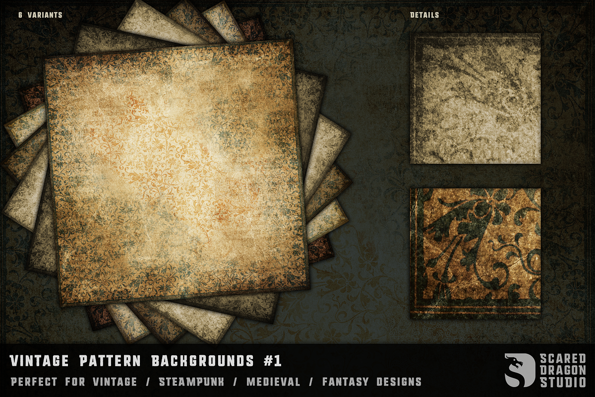 Vintage Pattern Backgrounds #1, a Background Graphic by Scared Dragon Studio (Photo 1 of 3)