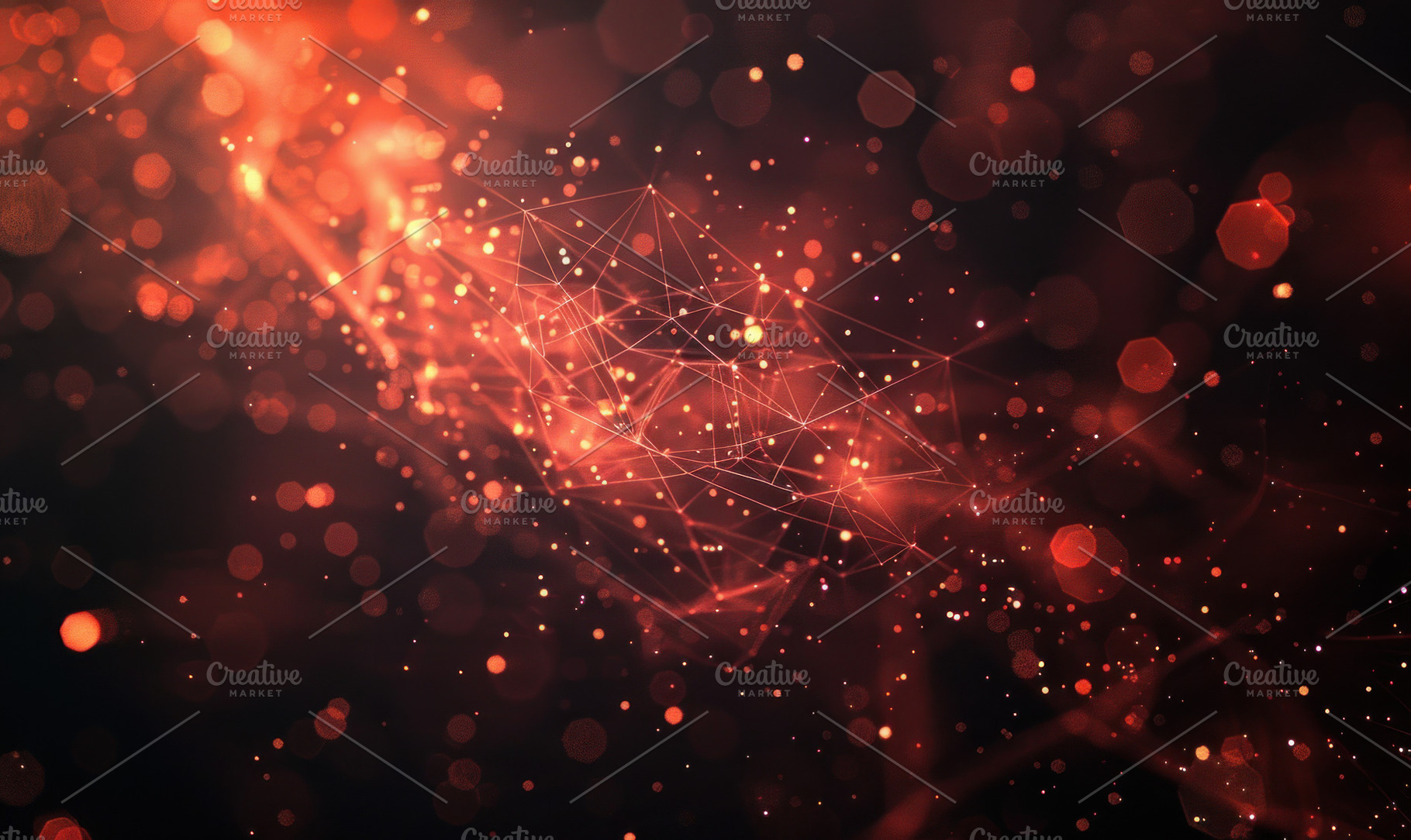 Colorful digital particles and conne, a Photo by LOGOCREATIVE