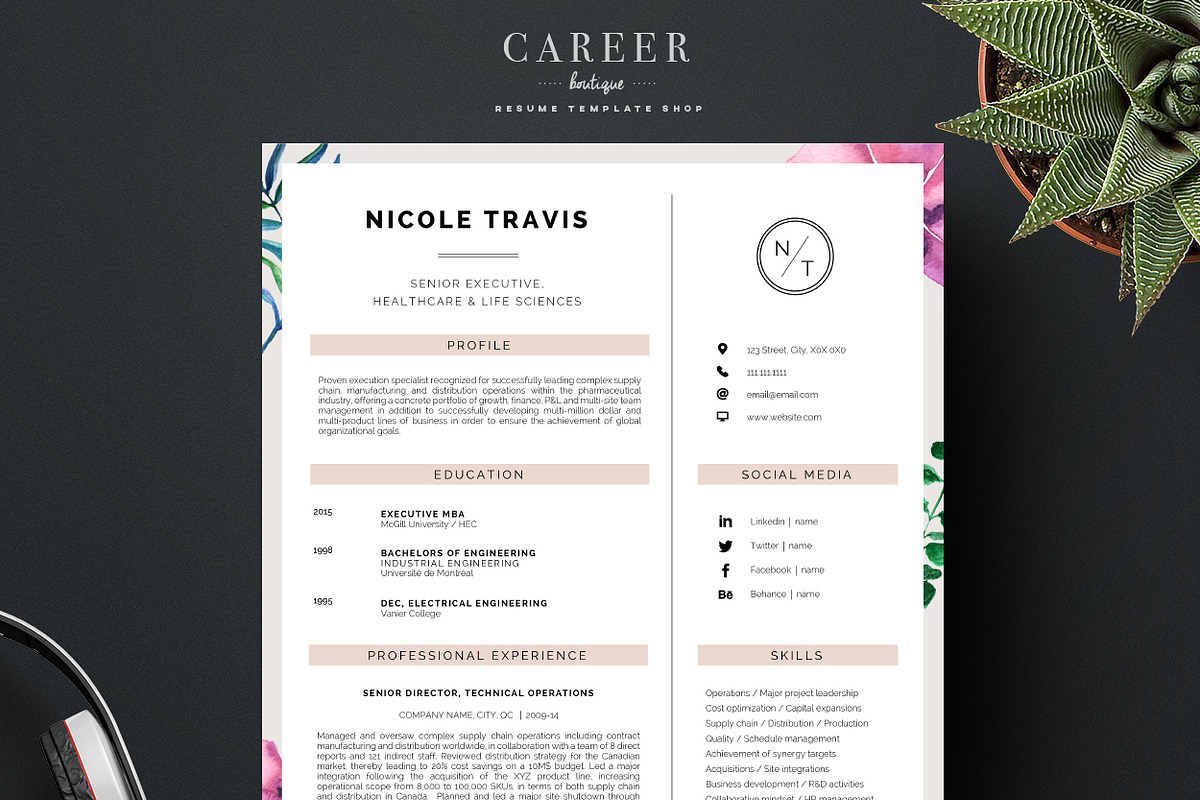 Modern Resume & CoverLetter Template, a Resume Template by careerboutique (Photo 4 of 6)