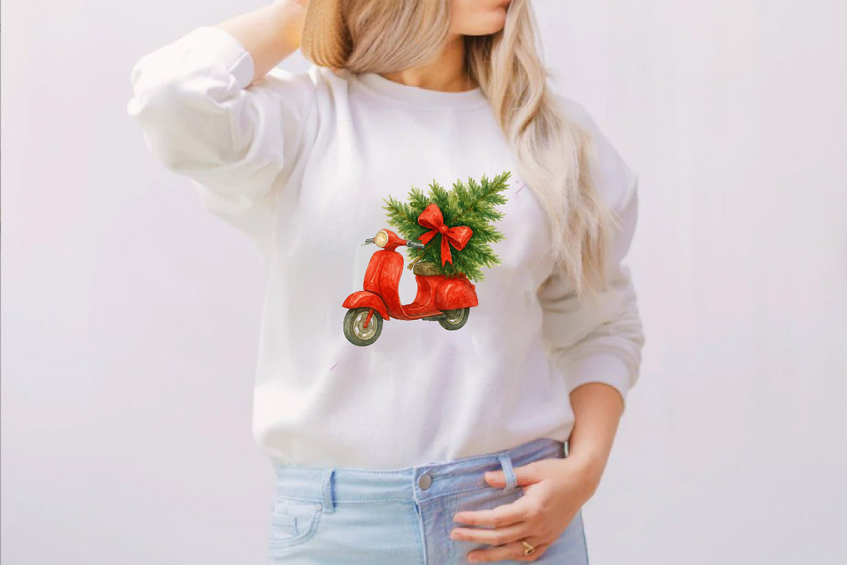 Watercolor Christmas Scooter Clipart, an Illustration by SVGArt (Photo 5 of 8)