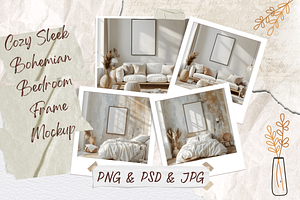 Cozy Sleek Bohemian Bedroom Mockup