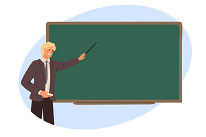 Teacher at blackboard. Man standing, an Education Illustration by Vectorbuum