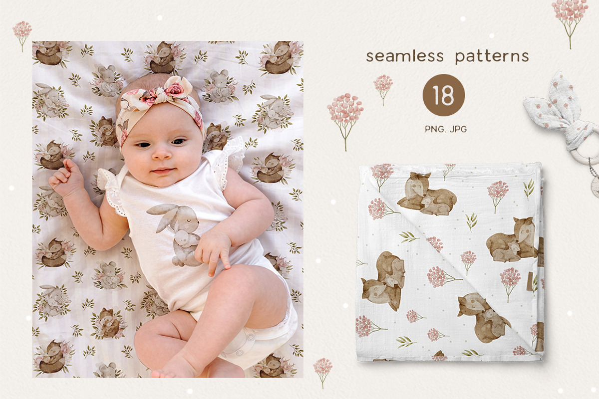Mom & Baby Animals Floral Collection, an Animal Illustration by polikarpovaart (Photo 6 of 12)