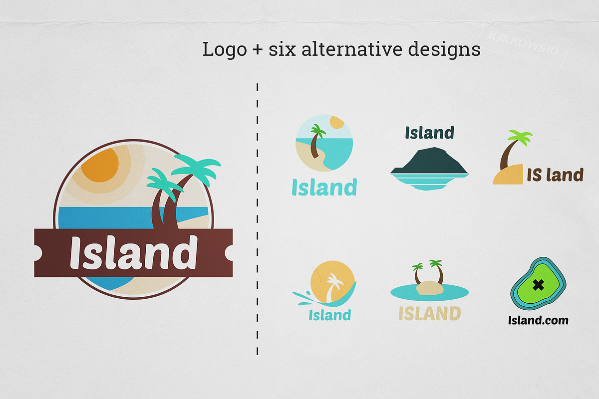 Tropical Island Resort Logo Template, a Branding \u0026 Logo Template by  Krukowski Graphics, image size:1200x800