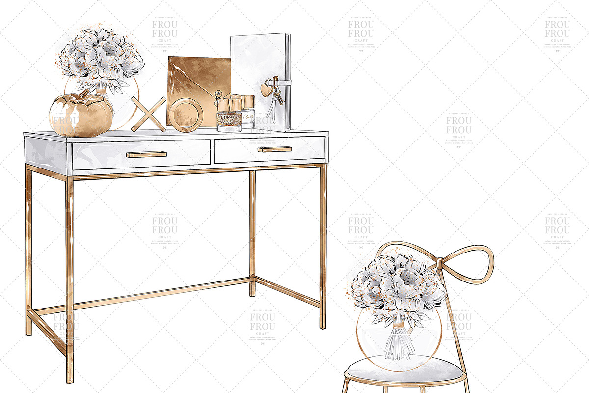 Gold Stationery Girl Boss Clipart, an Illustration by Frou Fou Craft (Photo 2 of 7)
