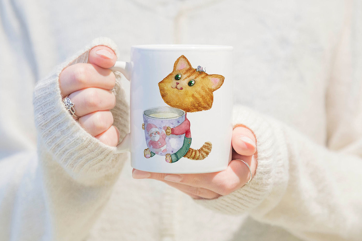 Winter kittens watercolor set, a Graphic by Lososenok (Photo 6 of 6)