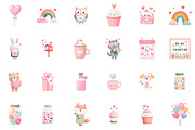 Cute Watercolor Valentines Clipart B, an Illustration by Sublimation Artist (Thumbnail 2 of 6)