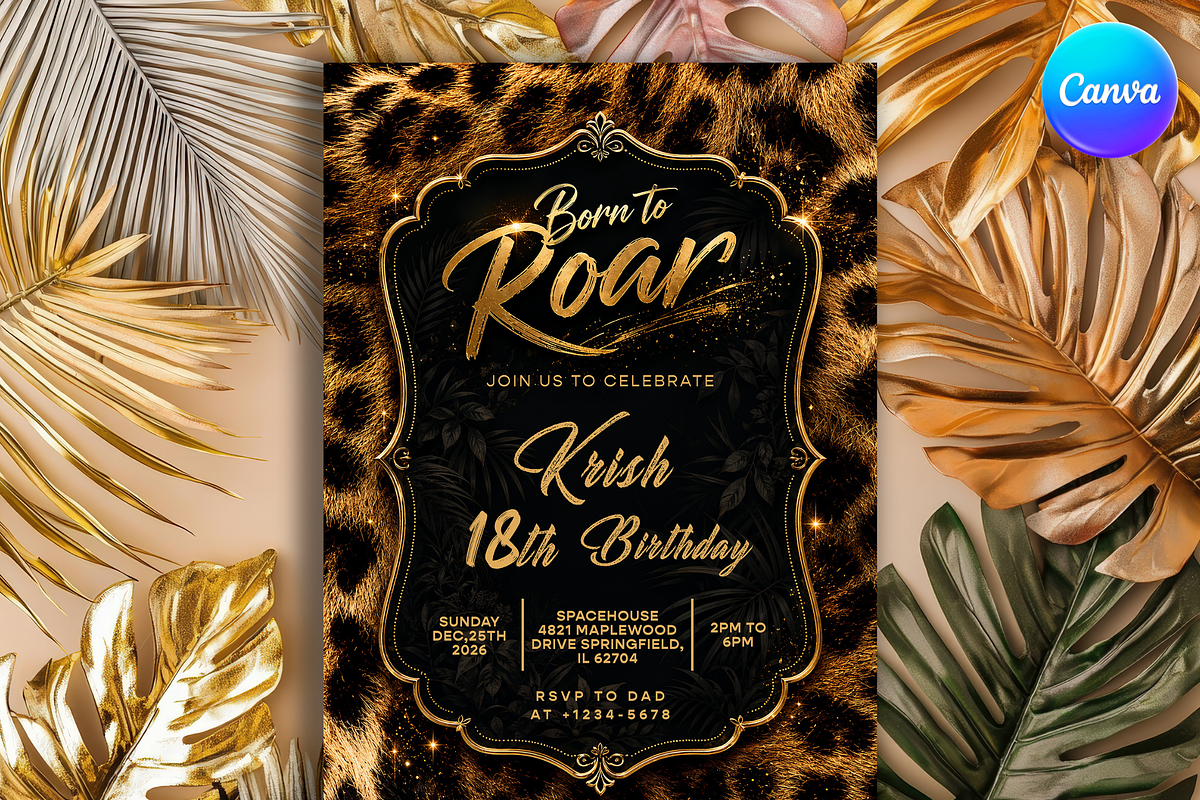 Leopard Print Birthday Invitation, an Invitation Template by InvitingStorys (Photo 1 of 11)