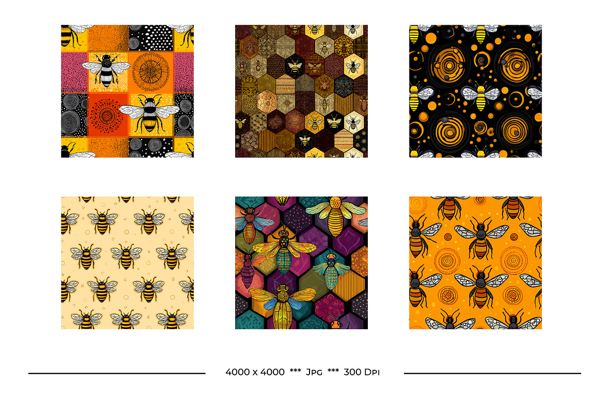 Bee Patterns in Retro Art Styles, a Pattern Graphic by karenfoleyphoto (Photo 8 of 13)