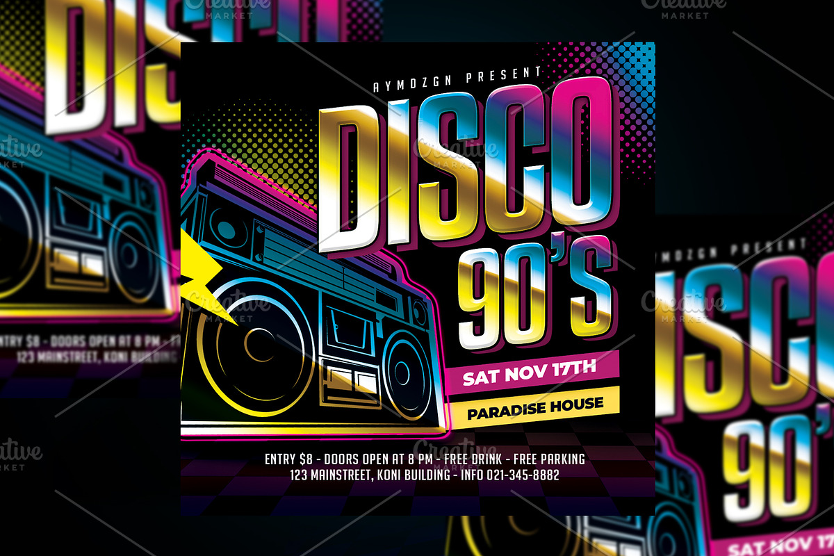 Disco 90's Flyer, a Flyer Template by AyumaDesign (Photo 3 of 3)