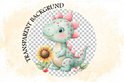 Cute Watercolor Dinosaur Clipart Bu, an Illustration by SVGArt (Thumbnail 7 of 9)