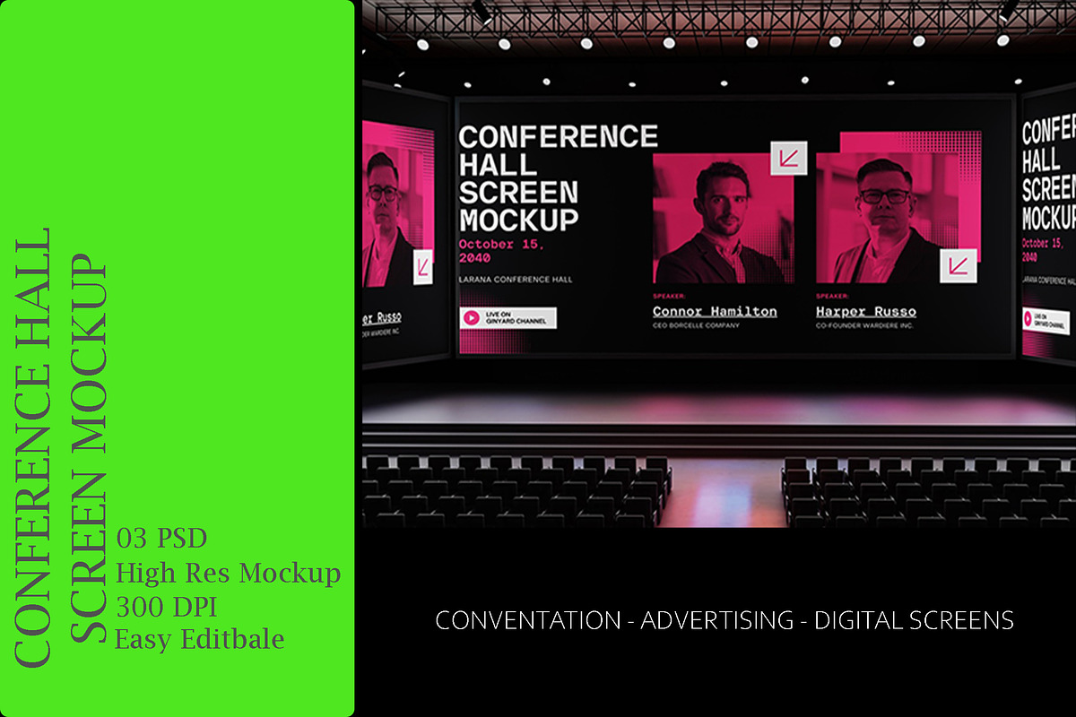 Conference Hall Screen Mockup, an Advertising Mockup by Sosuna Studio (Photo 1 of 4)