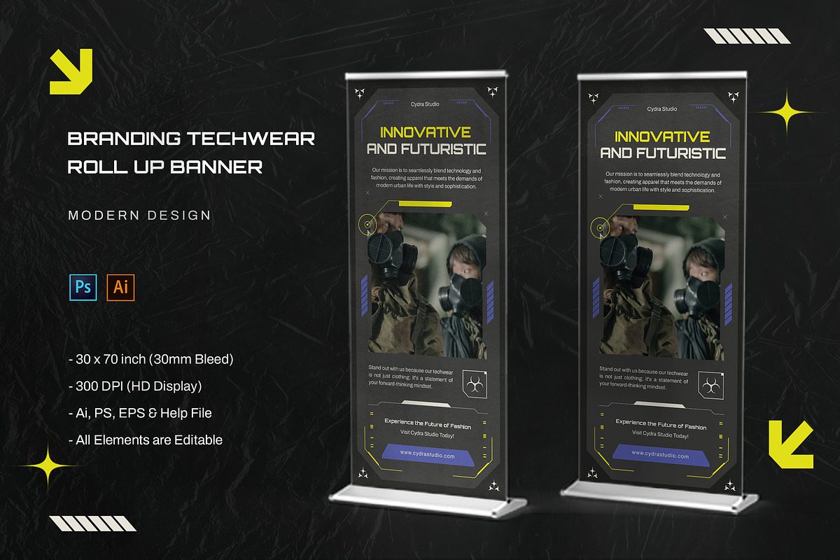 Branding Techwear - Roll Up Banner, a Print Template by StreaksideStd (Photo 1 of 3)