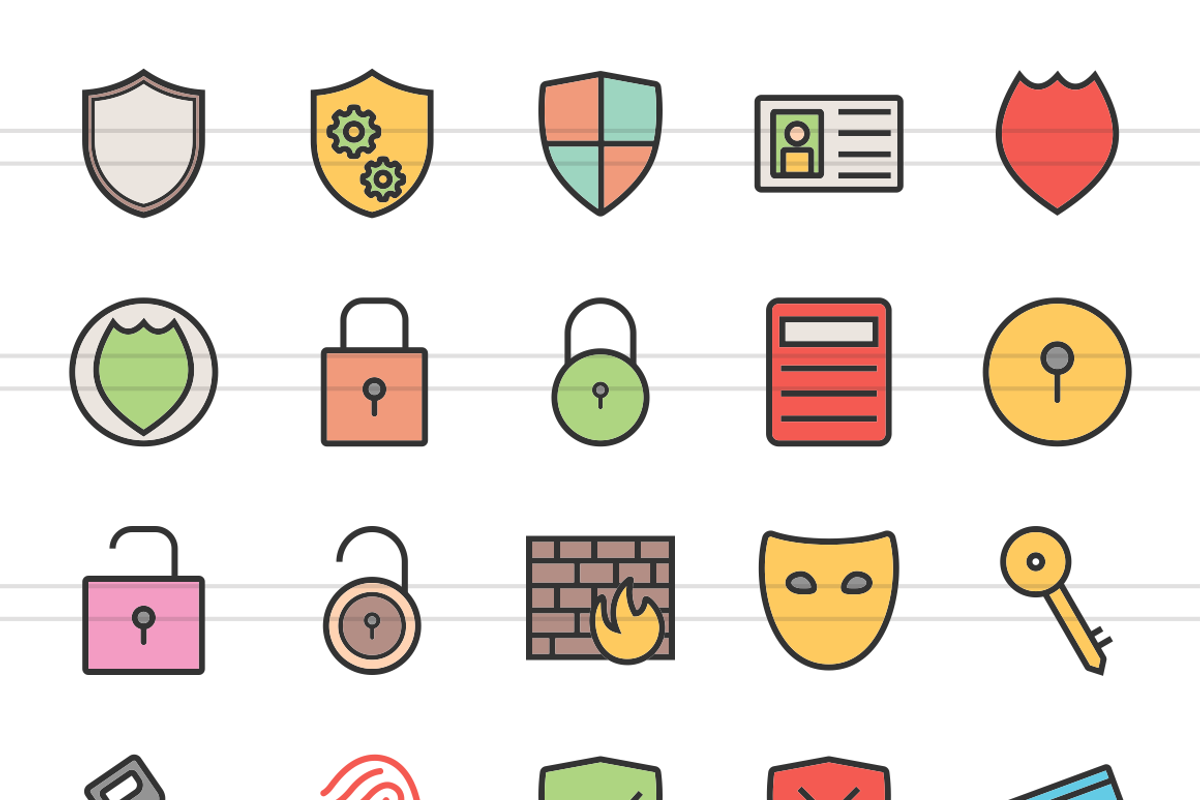 50 Security Line Filled Icons preview 2