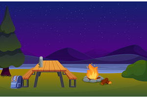 Overnight stop along way. Picnic, an Illustration by Valerie Bodnar