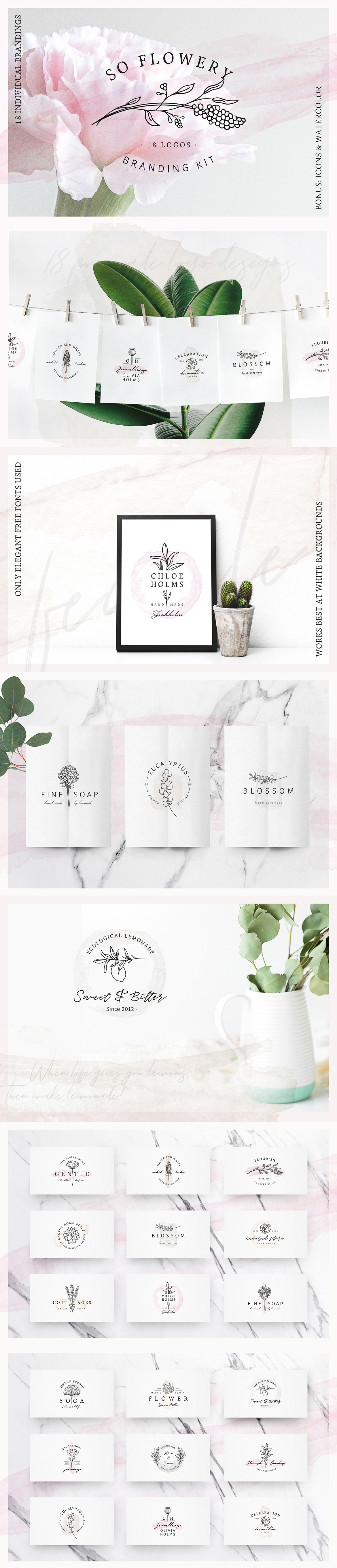 So Flowery Branding Kit+Watercolours, a Branding & Logo Template by ...