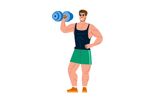 Bodybuilder lifting dumbbell showing, a Sport Illustration by pikepicture