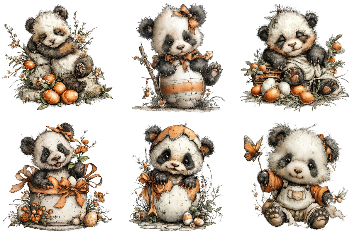 Whimsical Easter Panda Clipart, a Graphic by CitraGraphics (Photo 3 of 5)