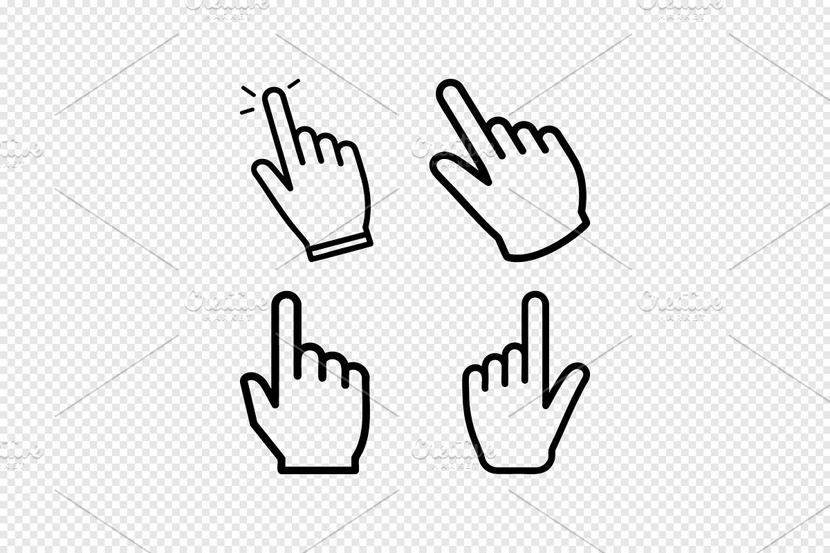 Collection of hand cursor icons, an Outline Icon by Toufiqul