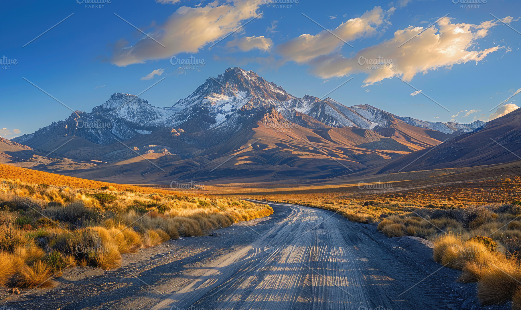 A winding dirt road leading towards, a Photo by LOGOCREATIVE