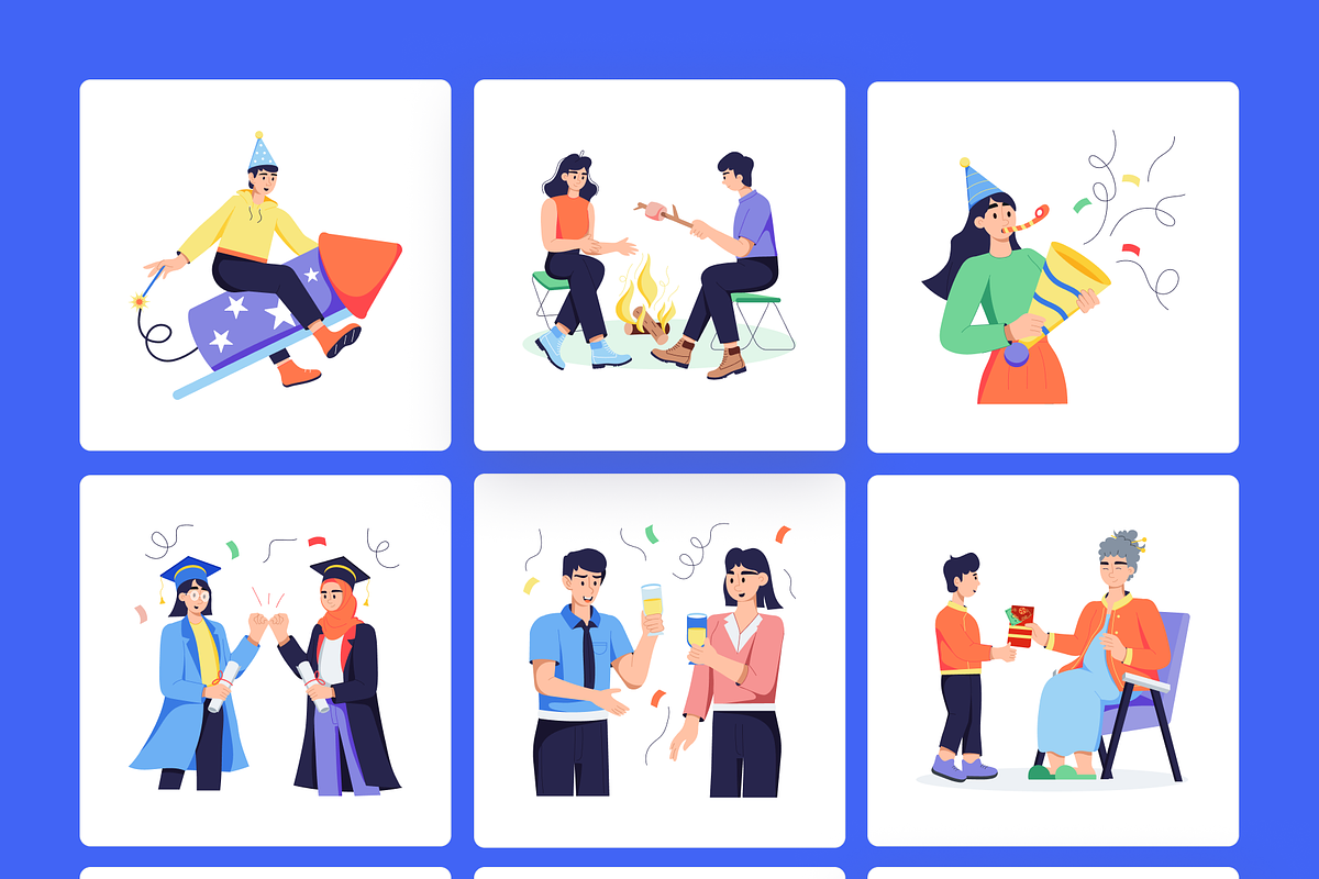 Animated Party and Celebration, a Person Illustration by Prosymbols (Photo 8 of 11)
