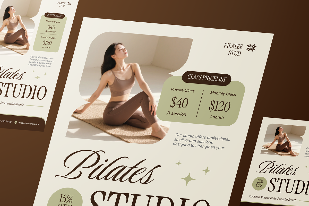 Pilates Studio Class Flyer Set, a Flyer Template by Annora Studio (Photo 5 of 6)