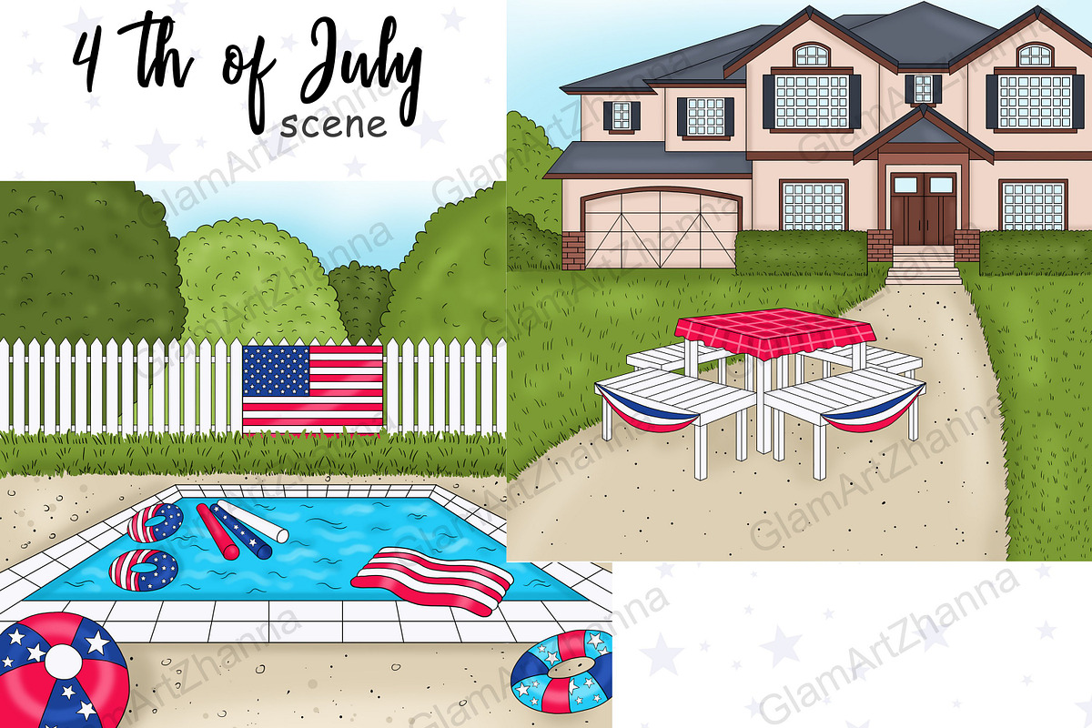 4th of July Scene, a Seasonal Illustration by GlamArtZhanna (Photo 3 of 3)