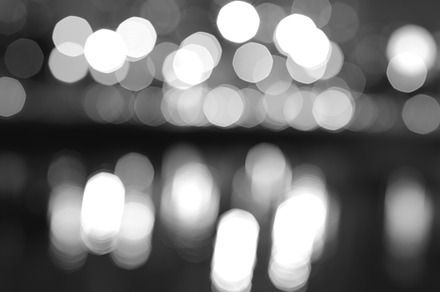 Black and white night city lights bokeh with reflections backgro stock photo, an Abstract Photo by RETROWAVE '88