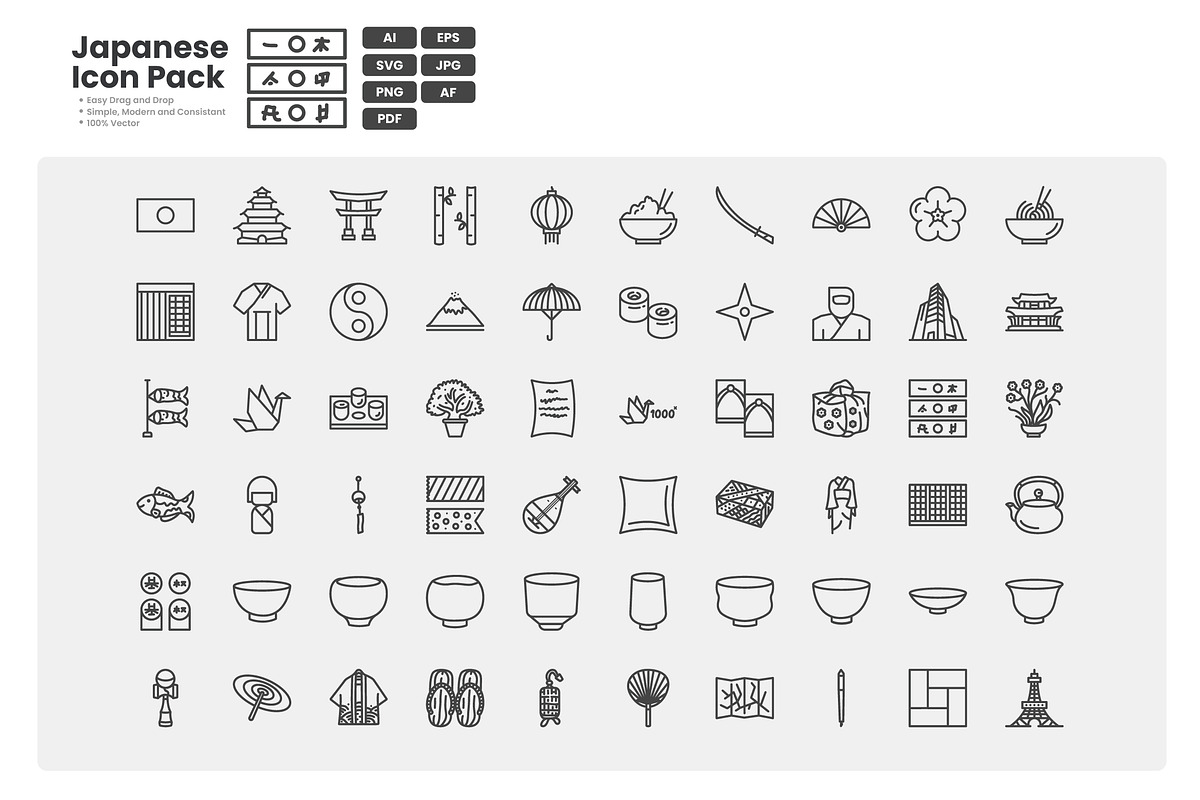 Japanese Icon Pack, an Outline Icon by erifqizeicon (Photo 3 of 3)