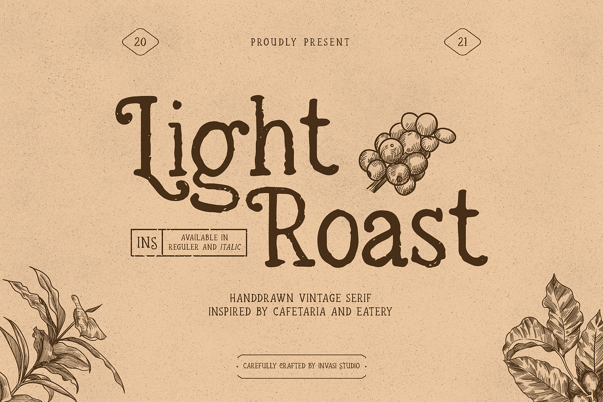 Light Roast | Handdrawn Vintage, a Sans Serif Font by Invasi Studio (Photo 1 of 10)