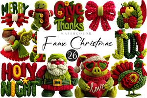 Faux Yarn Christmas PNG Bundle, an Illustration by CreationArt