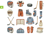 Hockey Gear Winter Sports Set, an Object Graphic by RT Studio (Thumbnail 1 of 4)