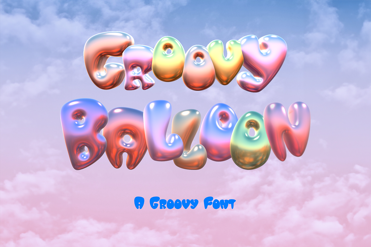 Groovy Balloon Font, a Font by Un-Niched (Photo 1 of 2)