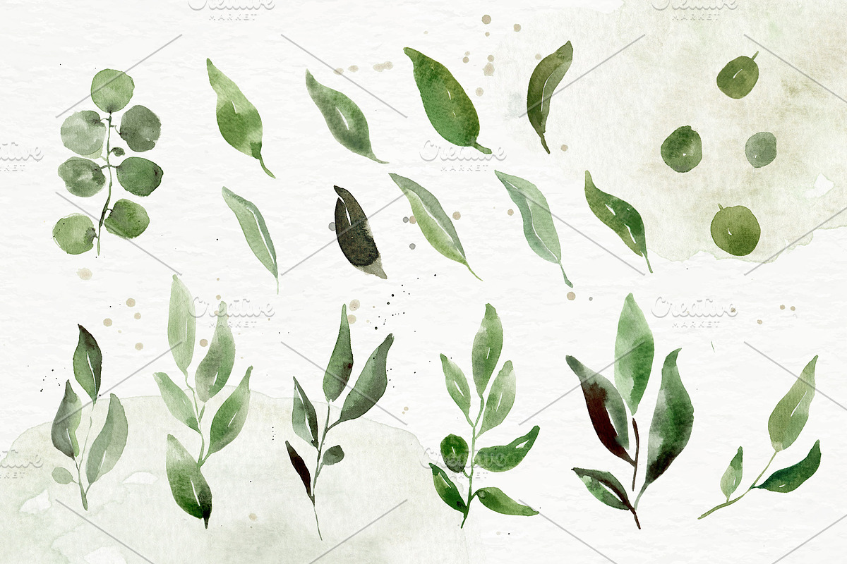 Olive Wedding Invitation watercolors, an Illustration by paperlions (Photo 6 of 7)