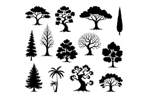 Silhouettes of various tree, an Object Illustration by Things for designers
