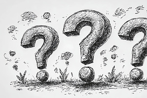 Hand-drawn question marks with abstract scribble design illustration, an Illustration by AS photostudio