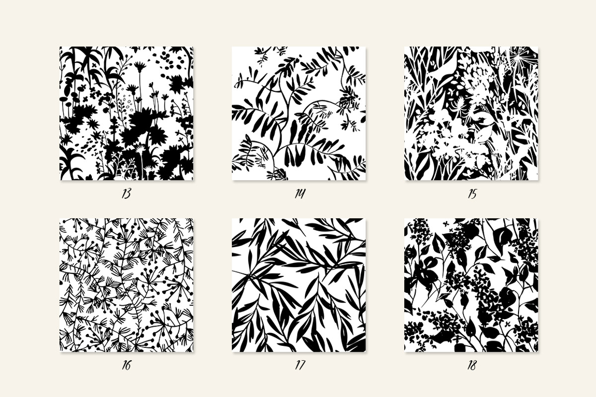 Floral Silhouettes Patterns Set, a Background Graphic by GALAKAM (Photo 4 of 14)